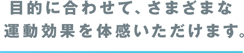 目的に合わせて、さまざまな運動効果を体感いただけます。