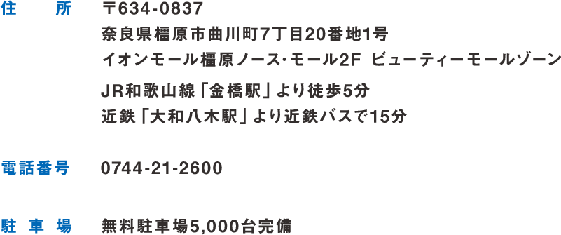 住所 電話番号 駐車場