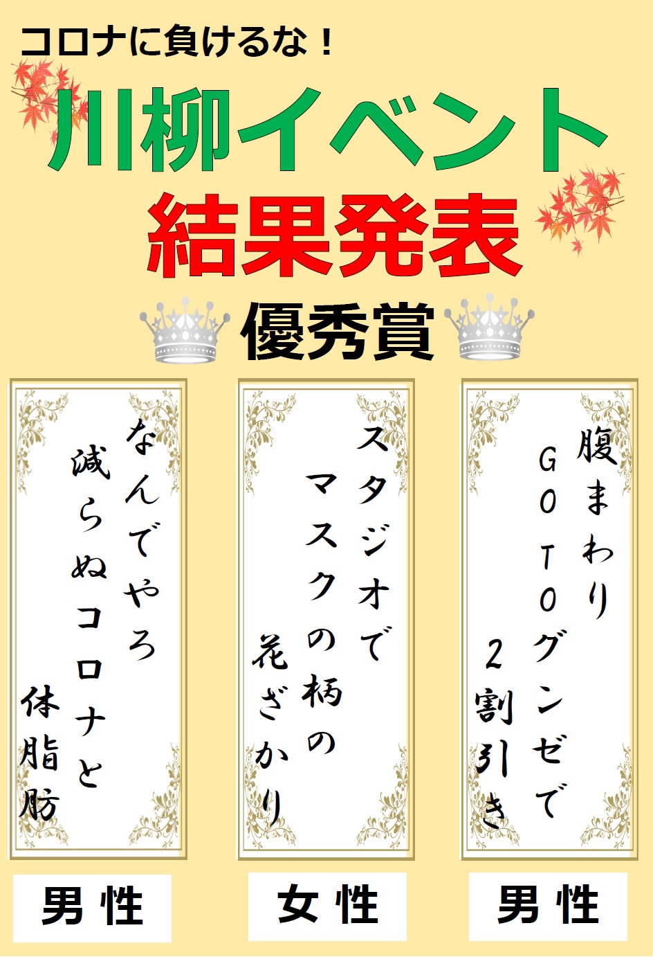 コロナに負けるな 川柳イベント結果発表 店舗ブログ グンゼスポーツ西宮
