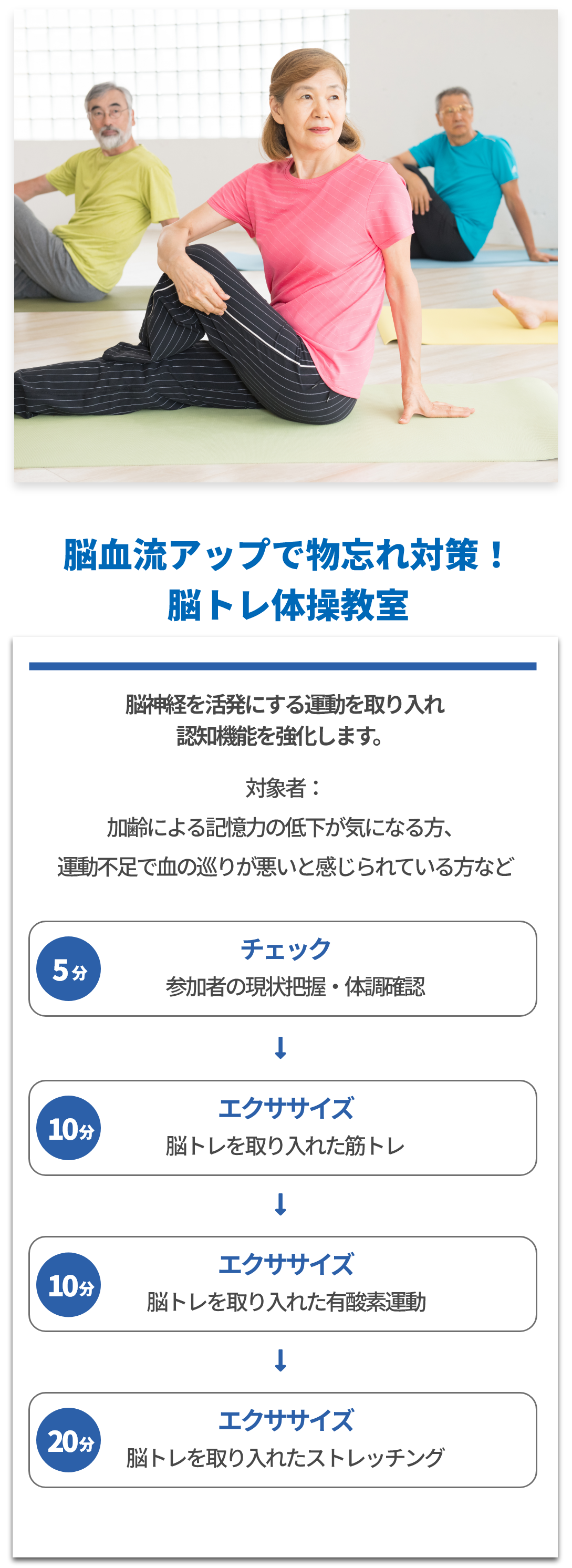 脳血流アップで物忘れ対策！脳トレ体操教室